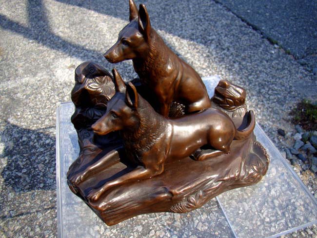 A very fine pair of German Shepherd bookends made by Jennings Brothers of Meriden, CT., circa 1930